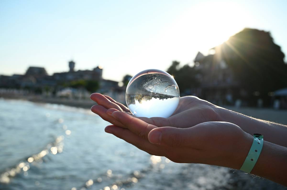 Close-up of breath ball aiding Anxiety Reduction with focused hand grip